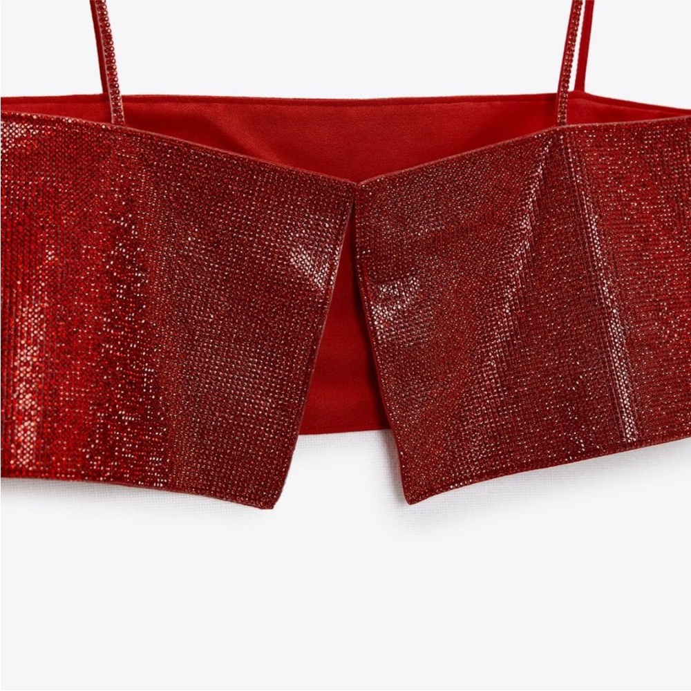 Zara shimmery red rhinestones top - Picture 13 of 14